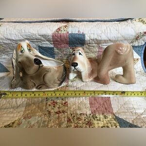 Gorgeous mint antique hound dog planters